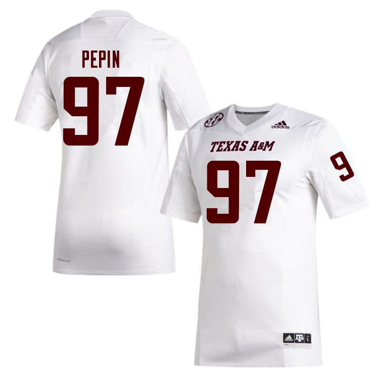 Men #97 Travis Pepin Texas A&M Aggies College Football Jerseys Sale-White